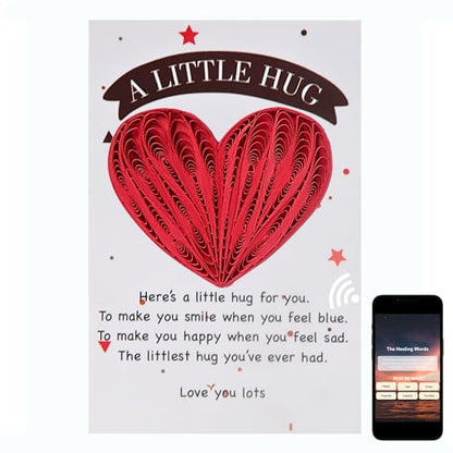 Little Pocket Hug Token & Greeting Card – Handmade Quilled Heart with NFC Bible Verse | Pocket Hug Card with Inspirational Scripture | Unique Christian Gift for Encouragement, Grief, Anxiety Relief & Long Distance Love (Red Heart) - color: Red Heart