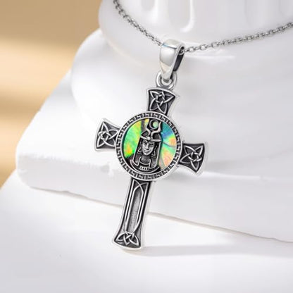 PROESS Cross Necklace for Women Men Sterling Silver Rose/Sunflower Cross Pendant Religious Jewelry Christmas Birthday Mothers' Day Gifts - color: 19-ISIS Goddess