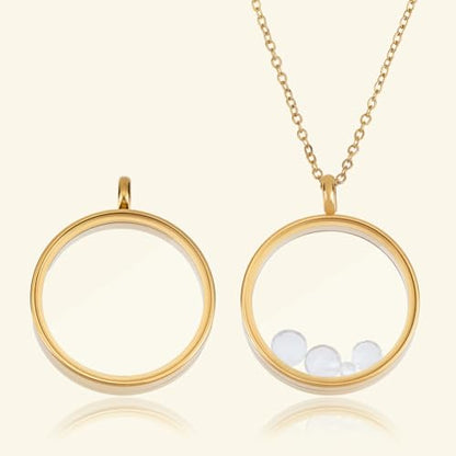Beebeecraft 1 Box 2Pcs Floating Locket Charms with Glass Round Clear Photo Frame for Memory Picture Pendant Necklace Making - color: Gold