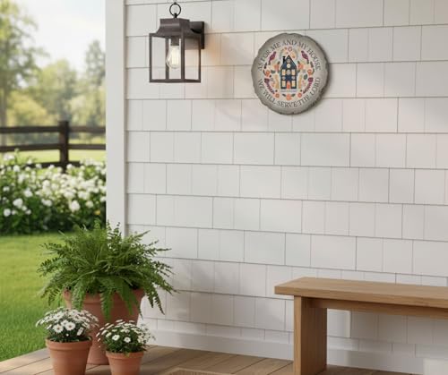 Magnolia Garden 10-Inch Joshua 24:15 Scripture Stepping Stone – As for Me and My House Decorative Resin Garden Tile – Religious Folk Art Outdoor Accent - size: 10 x 10 x 0.63, style: As For Me And My House