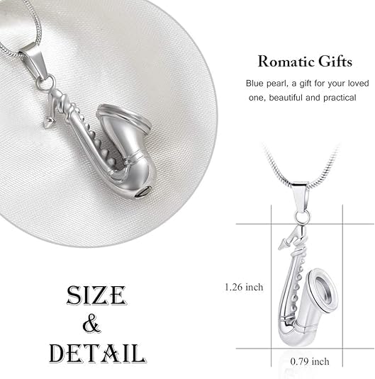 memorial jewelry Music Urn Saxophone Horn Chain Necklace Cremation Ash Keepsake Pendant - color: Z-Customize