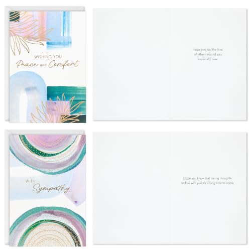 Hallmark Sympathy Cards with Envelopes, 12-Pack (Watercolor with Gold Foil) - style: Sympathy