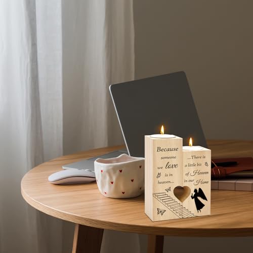 Memorial Candle Sympathy Gifts for Loss of Loved One Mother Father Celebration of Life Decorations Condolences Bereavement Funeral Comfort Gifts for Grieving Friends Women Heart Shaped Candle Holders