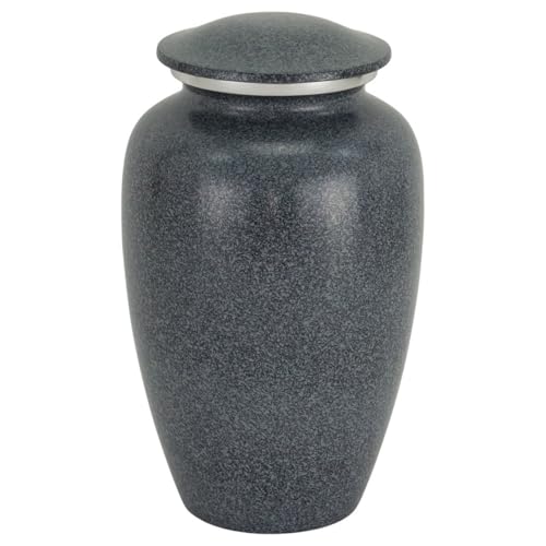 Graystone Cremation Urn for Ashes, Aluminum, Gray, Grey Urn, Adult Sized Cremation Urn, 10.5 Inches High - color: Graystone