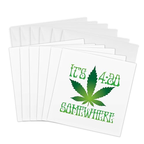 3dRose Greeting Cards - Its 420 Somewhere - 6 Pack - Marijuanna Funny - size: 6 Greeting Cards with envelopes