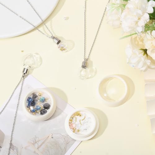 3Pcs Vial Necklace Heart Perfume Bottle Pendant Glass Ashes Holder Cremation Urn Necklace Mini Stainless Steel Pendants Blood Container Memorial Jewelry for Women Men