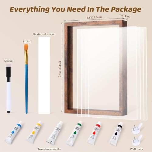 Family Handprint Kit for 4, Hand Print Keepsake Frame DIY Craft Gift - color: Brown, size: 4 Pages Acrylic Boards