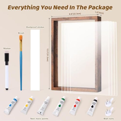 Family Handprint Kit for 4, Hand Print Keepsake Frame DIY Craft Gift - color: Brown, size: 4 Pages Acrylic Boards