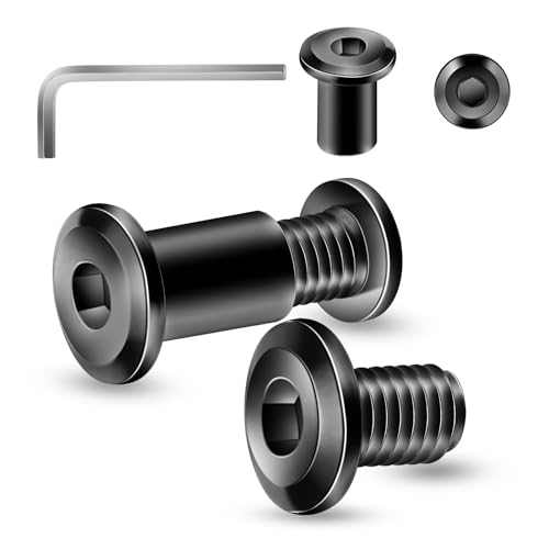 1/4-20 x 1/2" 20Pcs Flat Head Hex Socket Cap Screws Bolts Barrel Nuts Kit, 304 Stainless Steel 18-8, Full Thread, Black Oxide by SG TZH (with Hex Spanner) - color: Black, size: 1/4-20 x 1/2"