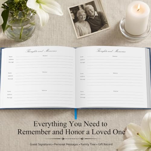 Funeral Guest Book 2026, Memorial Guest Book with Memory Pages, Family Tree & Gift Record, Hardcover Funeral Sign In Book for Up to 360 Guests, 8" x 10", for Memorial Service & Celebration of Life - style: Guest Book 2026