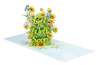 Sunflowers Get Well Soon Cards Pop Up, 3D Encouragement Get Better Soon Card, Colorful Thinking of you 3D for Speedy Surgery Recovery, Feel Better Soon, Kids, Friends (Sunflowers Get Well) - color: Sunflowers Get Well Soon