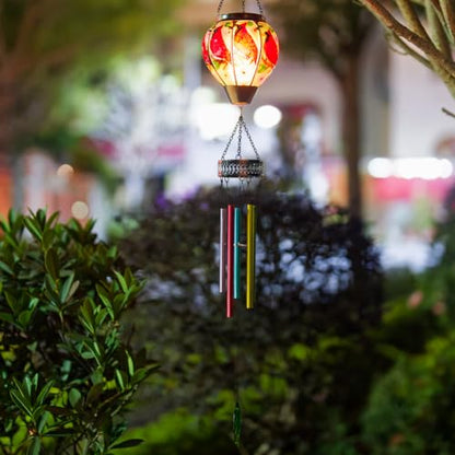40.2" Red Cardinal Solar Wind Chimes with Lanterns for Outside - color: C-cardinal