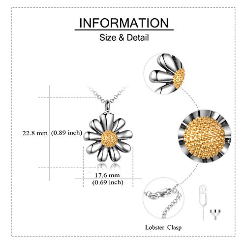 URONE Urn Necklaces for Ashes 925 Sterling Silver Abalone Shell Tree of Life Cremation Jewelry for Ashes Memory Jewelry for Women Men - style: Daisy