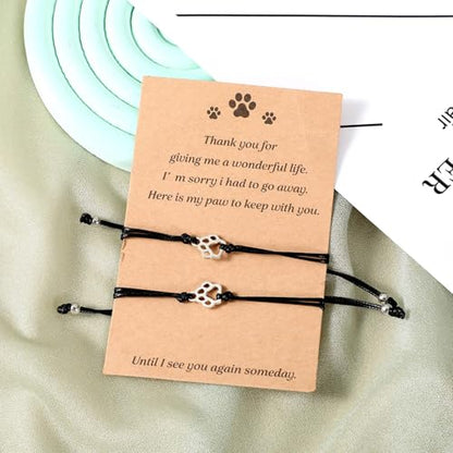 Gjinxi Cat Memorial 2PCs Gifts for Loss of Cat Pet Paw Bracelet for Women Men for Cat Passing Away Gifts for Cat Lovers Bereavement Gifts for Cat Lover Memory Gifts Loss of Furry Friend Sympathy Gift
