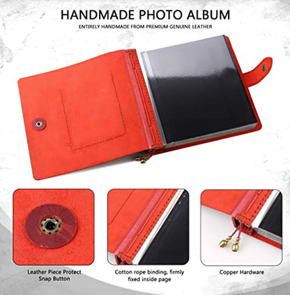 Leather photo Album Self Adhesive Pages, Handamde Leather Scrapbook Photo Album, Wedding Family Album, Holds 3x5, 4x6, 5x7, 6x8 Photos - Wine - color: Wine, size: 9.6x9.6x1.3