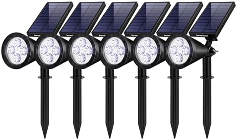 InnoGear 6 Solar Lights Outdoor Spot Garden Yard Landscape Flag, Cool White | Waterproof, Auto On/Off, Adjustable Brightness, 2 Installations, Flag Pole, Tree, Uplights, Solar Powered Spotlight, Pathway - color: Cool White