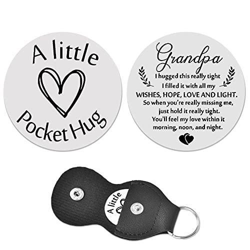 Grandpa Memorial Sympathy Remembrance Gift - Memorial Gifts for Loss of Grandpa Grandfather Pocket Hug Token Keychain Coin Condolence Bereavement Gift for Granddad with PU Leather Key Chain - color: Grandpa