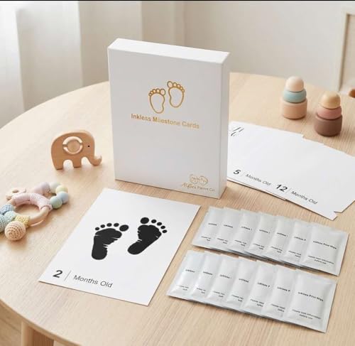 Baby Inkless Milestone Cards Hand Casting Kit Ink Print Hand and Footprint Kit Dog or Cat Pet Paw Print Kit Baby Newborn Footprint Kit Photo Album Keepsake Book Feet Stamp (Single FineGift Set) - style: Single Fine Gift Set