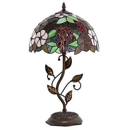 Tiffany Lamp Purple Grape Style Stained Glass Table Lamp - color: Green Purple Grape