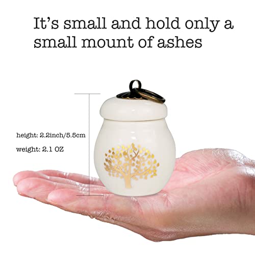 4 Pack Small Ceramic Keepsake Urns for Human Ashes, Tree of Life Pattern | Including 4 Independent Gift Boxes, Mini Cremation Urn, Sympathy Gift, For Families Sharing Remains, Sealed Well
