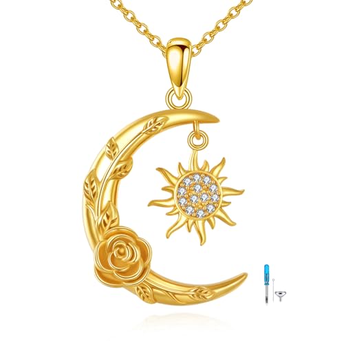 TIGER RIDER Pet Paw Necklace 925 Sterling Silver Cross Infinite love Necklace Pendant Pet Jewelry Gift for Dog Cat Lovers - style: Moon and Sun