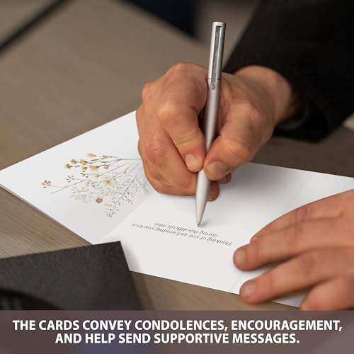 20 Pcs Sympathy Cards with Envelopes and Thoughtful Messages (4"x6") - Wildflowers Watercolor Condolences Cards - Bereavement Cards Set with Envelopes and Matching Stickers - Sympathy Cards Bulk | Thoughtful Messages, Wildflowers Watercolor Condolences &