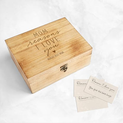 Let's Make Memories Personalized Wooden Keepsake Box With Hinged Lid - Wood Memento Box - Decorative Storage - Home Decor - For Couples, Wedding, Newlyweds - Laser Engraved - Reasons I Love You - style: Reasons I Love You