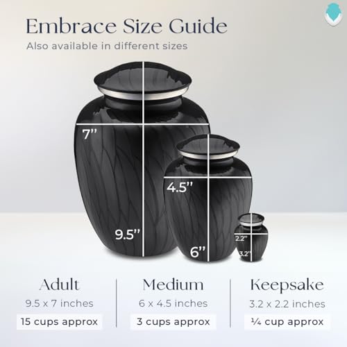 Geturns Embrace Adult Personalized Picture Cremation Urns for Human Ashes I Large Photo Pearl Black Funeral Urn for Men and Women I 200 lbs - color: Pearl Black