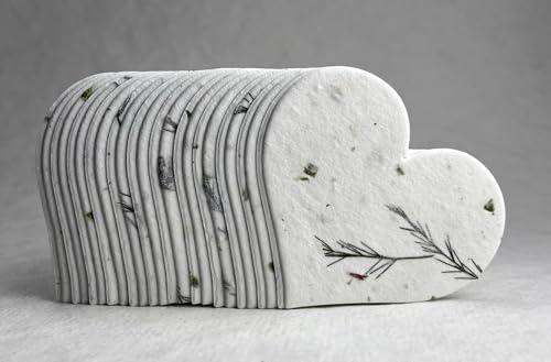 Of The Earth Handmade Paper - Wildflower Seed Paper Large Hearts - Recycled Flower Petals - Bulk Set of 100 (36s Fern & Chard) - color: 36s Fern & Chard