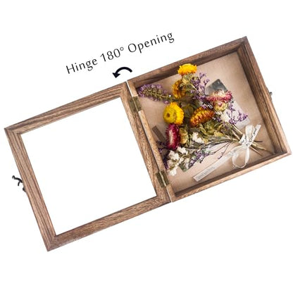 Small Shadow Box Frame 8x8 with Real Glass,Carbonized - color: Wood, size: 8*8
