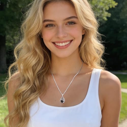 Sterling Silver Tree of Life Necklace for Women Oval Family Tree Necklace Abalone Shell Moonstone Pendant Mother Day Necklace for Mom Tree of Life Jewelry - style: Tree of Life-Obsidian-2