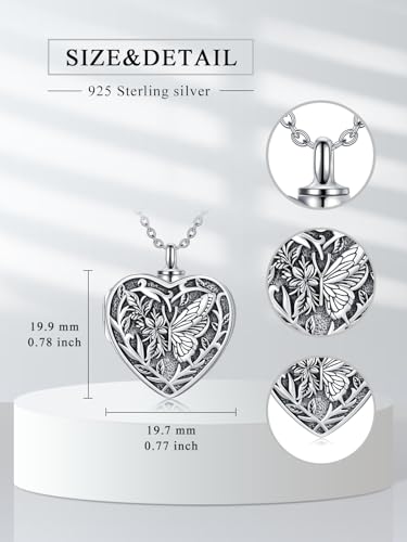 Dorunmo Personalized Locket Urn Necklace 925 Sterling Silver Pictures Photo Keep Someone Near to You Custom Lockets Jewelry Letters Engraving for Women - color: K-Butterfly, style: Locket+Photo