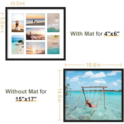 Vittanly 15x17 Collage Picture Frame, Displays 7Pcs 4x6 Pictures, Black - color: Black, size: 15x17