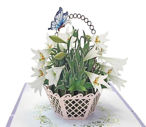 CUTPOPUP White Lily Sympathy Pop Up Card, With Sympathy Card, Loss of Loved One, Pet, Mom, Dad, Child, Condolence, Bereavement, Grief with Envelope (White Lily) FL114.1US - color: Sympathy White Lily-6x6in