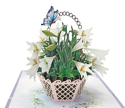 CUTPOPUP White Lily Sympathy Pop Up Card, With Sympathy Card, Loss of Loved One, Pet, Mom, Dad, Child, Condolence, Bereavement, Grief with Envelope (White Lily) FL114.1US - color: Sympathy White Lily-6x6in