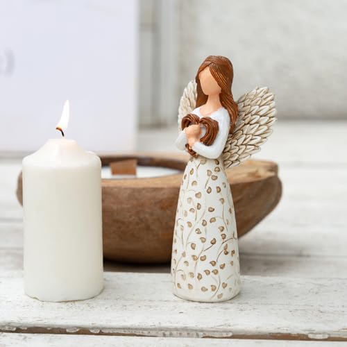 Remembrance Angel Figurines,Sympathy Gift for Loss of Loved One, Memorial Keepsake for Women - Sculpted Hand-Painted Figurine to Hold Each One Safely in Your Heart, Grief Gifts embracing Willow Heart - color: White-2