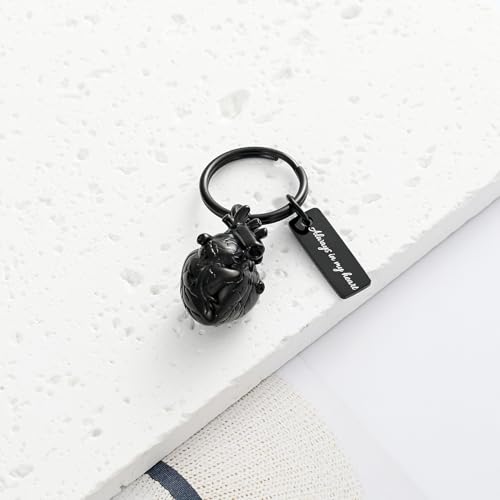 XSMZB Heart Cremation Jewelry Ashes Pendant for Human Pet Funeral Urn Necklace for Ashes Women Men Memorial Urn Jewelry - color: Black Keychain