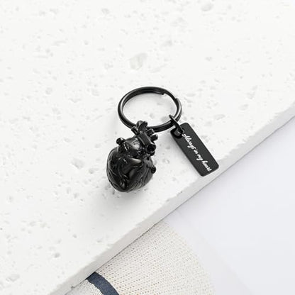 XSMZB Heart Cremation Jewelry Ashes Pendant for Human Pet Funeral Urn Necklace for Ashes Women Men Memorial Urn Jewelry - color: Black Keychain