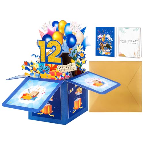 GREETING ART Sweet 12th Birthday Pop Up Birthday Card for Girl Boy - color: 12th