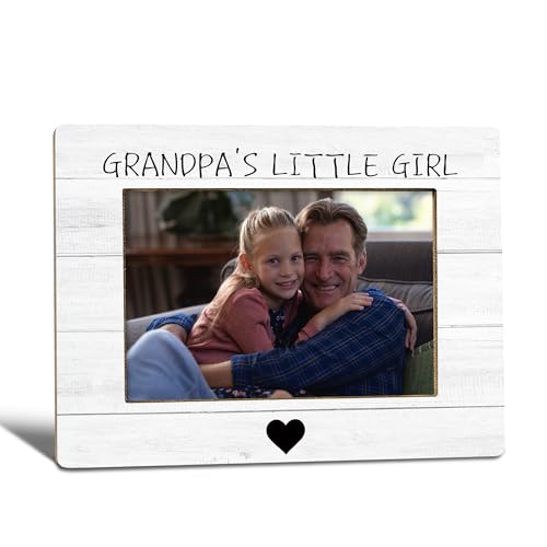 Grandpa Gifts From Granddaughter Picture Frame, Grandpa Gifts for Father's Day, Grandpa's Little Girl Photo Frame 4X6, Grandfather Wooden Photo Picture Frames for Desk Tabletop Decor - color: grandpa's