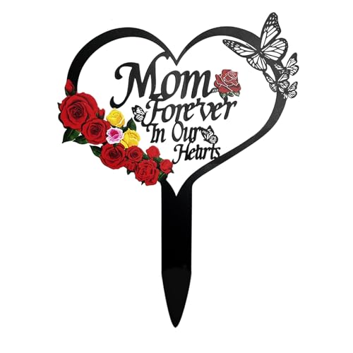 Cemetery Decorations for Grave Mom Heart Rose Butterfly Grave Decorations for Cemetery Grave Decorations - style: mom Rose Butterfly