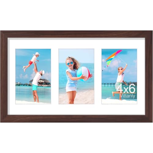 Vittanly 8x14 Collage Picture Frame, Displays 3Pcs 4x6 Pictures, Brown - color: Brown, size: 8x14