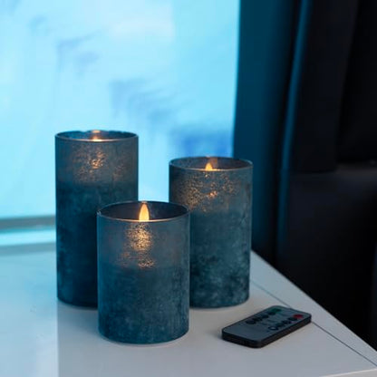 ANGELLOONG Blue Candles, Flickering Flameless Candles with Remote for Room - color: Sandblast Blue