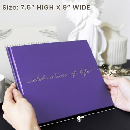 Funeral Guest Book for Celebration of Life, in Loving Memory Sign in Book - color: Purple