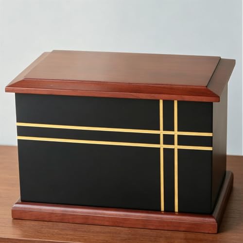 Cross Walnut Wooden Urn for Human Ashes,Adult Cremation Urn for Men & Women