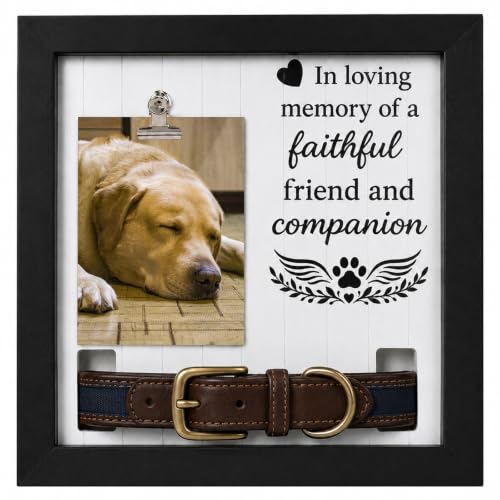 Dog Memorial Picture Frame with Collar Holder, Pet Memorial Gifts for Loss of Dog and Cat, Pet Loss Sympathy Remembrance and Bereavement Gift, Pet Memorial Frame Keepsake for Dogs Passing away