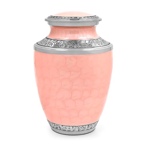 ALPHA Living HOME Cremation Urn for Women Decorative Urn for Human Ashes Woman Men Large up to 220 lbs Decorative Memorial Funeral Burial Urn for Ashes Male Female Dad Mom (Pink Silver) - color: Tea Rose, size: Hand Engraved