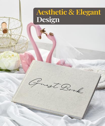 Lankaiva Wedding Guest Book, Guest Book Wedding Reception - Classic Baby Shower Guest Book, 100 Blank Pages for Bridal Shower Birthday Graduation Sign in and Photos, Beige - color: Beige