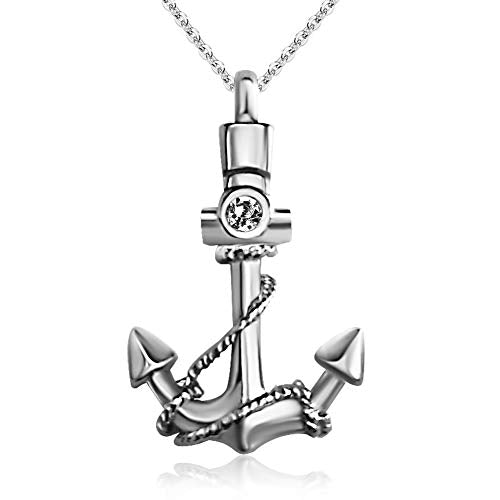 JMQJewelry Urn Necklace for Ashes Heart Anchor Keepsake Pendant - style: Anchor white