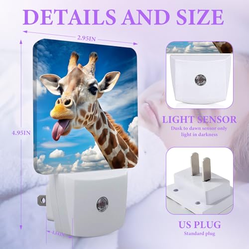 Cute Giraffe Night Light,Night Lights Plug into Wall,Led Lamp for Stairway/Hallway/Bedroom 0.5W Nightlight Sleep Friendly - color: Cute Giraffe